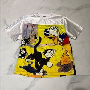 Disney Yellow, White & Black Donald Duck and Figaro Shirt
